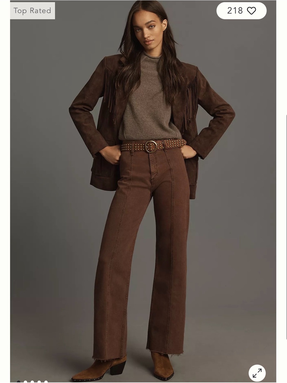 pistola Mauve-Brown High-Rise Straight Jeans